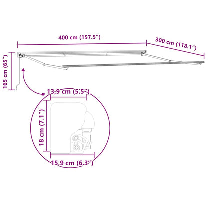 vidaXL Awning Frame Manual Adjustable Anthracite 4 x 3 m Steel