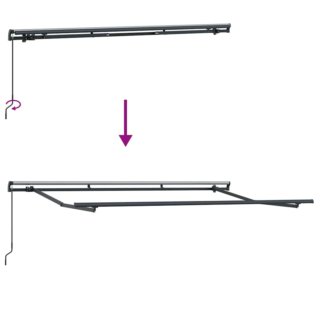 vidaXL Awning Frame Retractable Manual Anthracite 3.5 x 2 m Metal