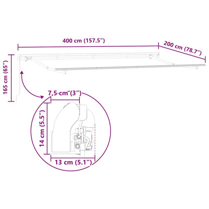 vidaXL Awning Frame Retractable Manual Anthracite 4 x 2 m Metal