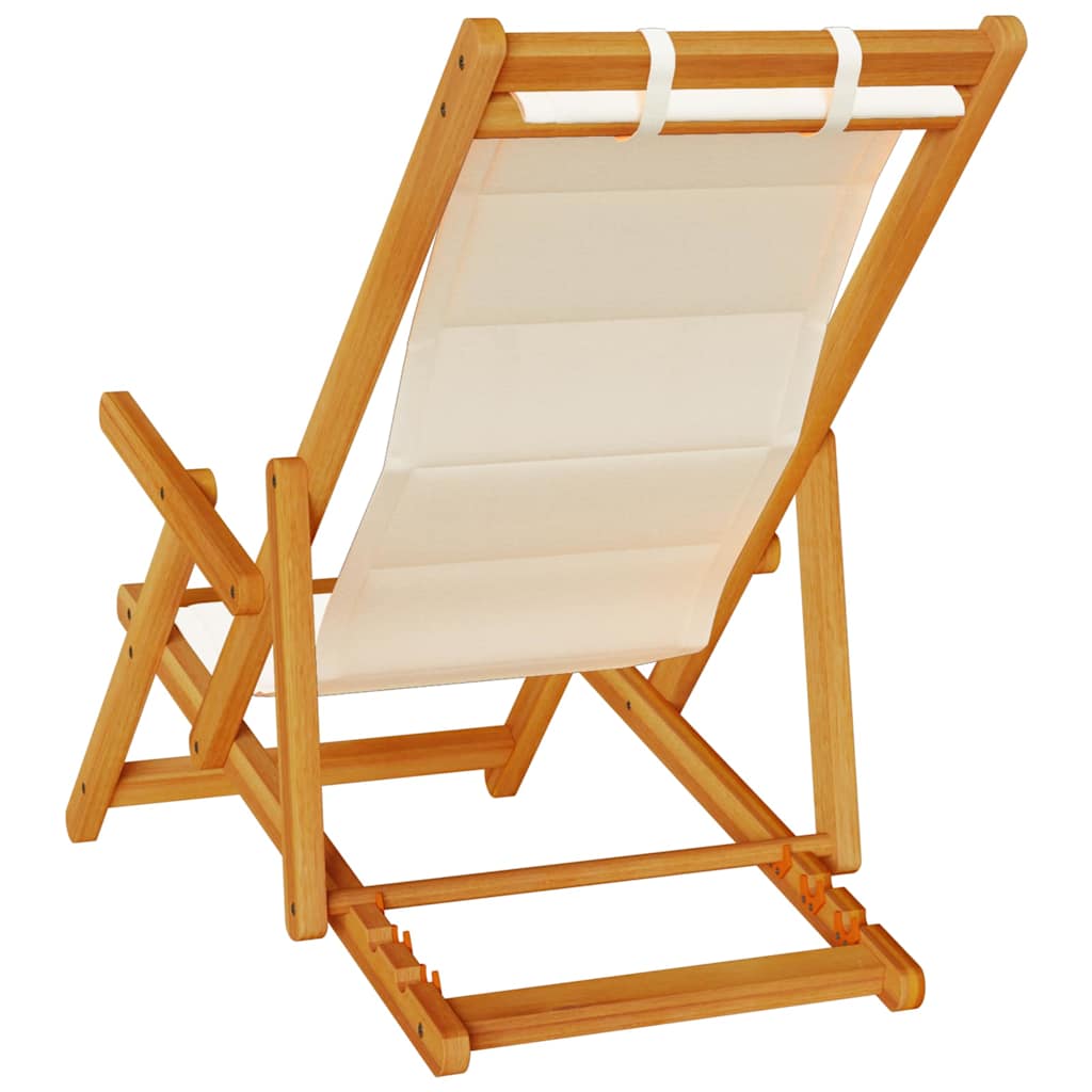 vidaXL Beach Chair with Cushion Folding 2 pcs Brown Solid Acacia Wood