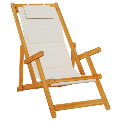 vidaXL Beach Chair with Cushion Folding 2 pcs Brown Solid Acacia Wood