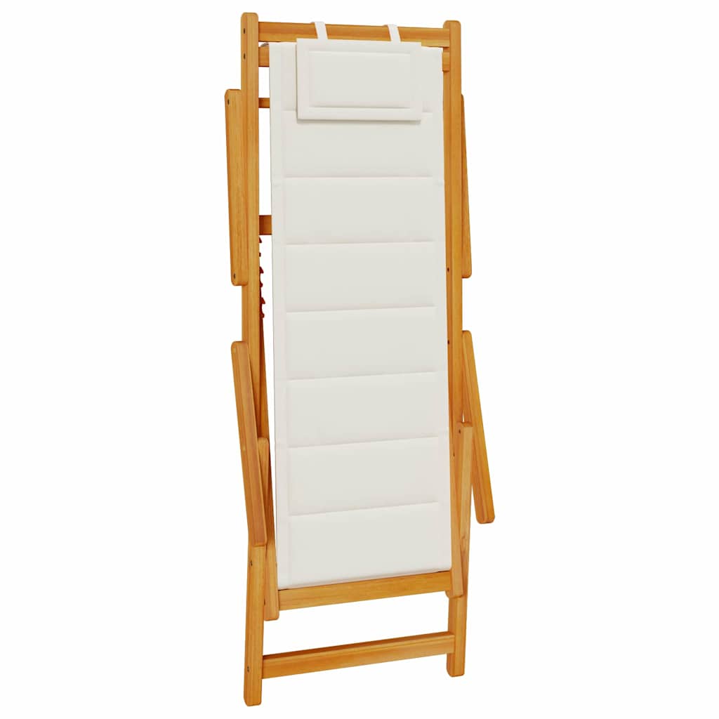 vidaXL Beach Chair with Cushion Folding 2 pcs Brown Solid Acacia Wood