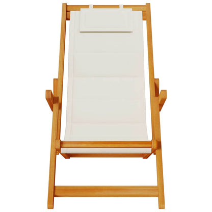 vidaXL Beach Chair with Cushion Folding 2 pcs Brown Solid Acacia Wood