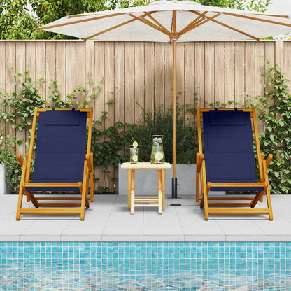 vidaXL Beach Chair with Cushion Folding 2 pcs Brown Solid Acacia Wood