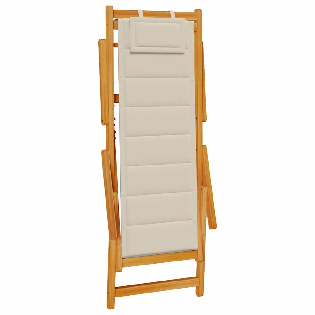 vidaXL Beach Chair with Cushion Folding 2 pcs Brown Solid Acacia Wood