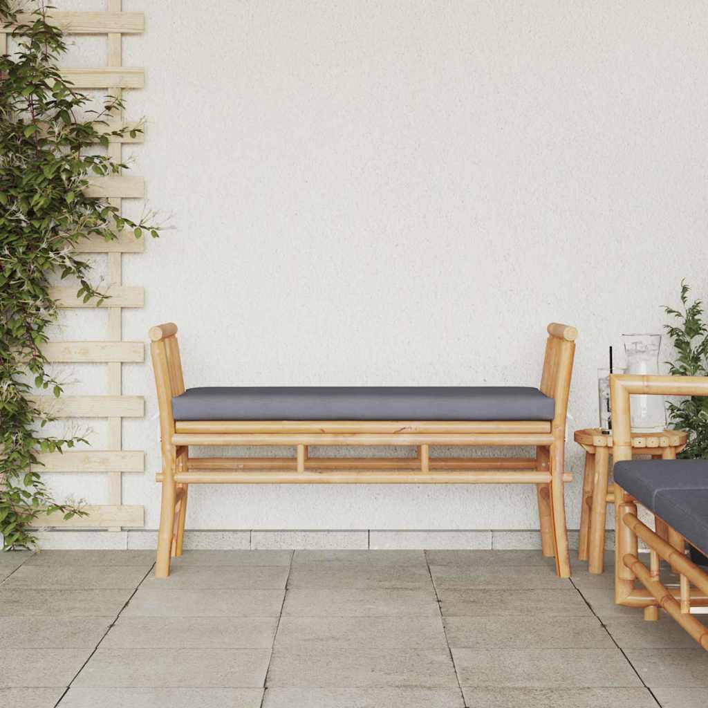 vidaXL Garden Bench with Cushion Brown 110 x 38 x 65cm Bamboo