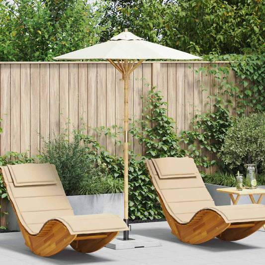 vidaXL Garden Parasol Cream White Ø 150 x 210 cm Bamboo