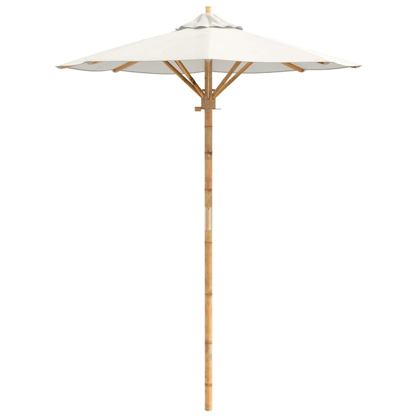vidaXL Garden Parasol Cream White Ø 150 x 210 cm Bamboo