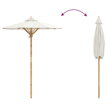 vidaXL Garden Parasol Cream White Ø 150 x 210 cm Bamboo