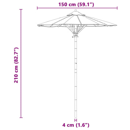 vidaXL Garden Parasol Cream White Ø 150 x 210 cm Bamboo