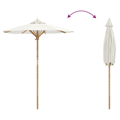 vidaXL Garden Parasol Cream White Ø 180 x 230 cm Bamboo