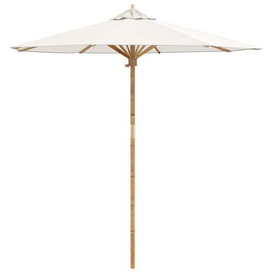 vidaXL Garden Parasol Cream White Ø 217 x 230 cm Bamboo