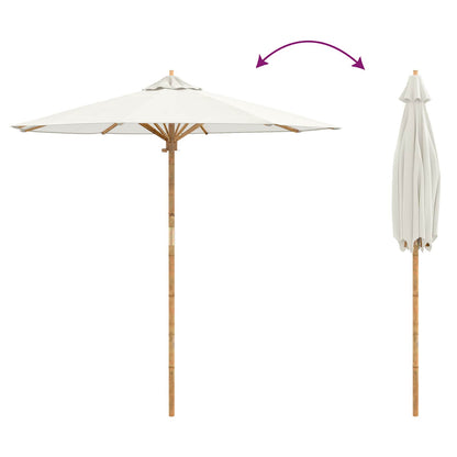 vidaXL Garden Parasol Cream White Ø 217 x 230 cm Bamboo