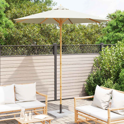 vidaXL Garden Parasol Cream White Ø 240 x 260 cm Bamboo