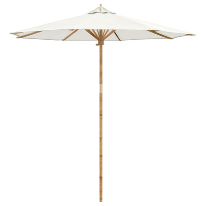 vidaXL Garden Parasol Cream White Ø 240 x 260 cm Bamboo