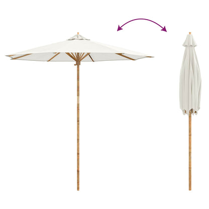 vidaXL Garden Parasol Cream White Ø 240 x 260 cm Bamboo