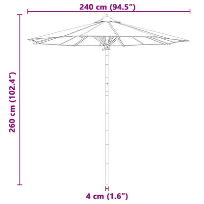 vidaXL Garden Parasol Cream White Ø 240 x 260 cm Bamboo