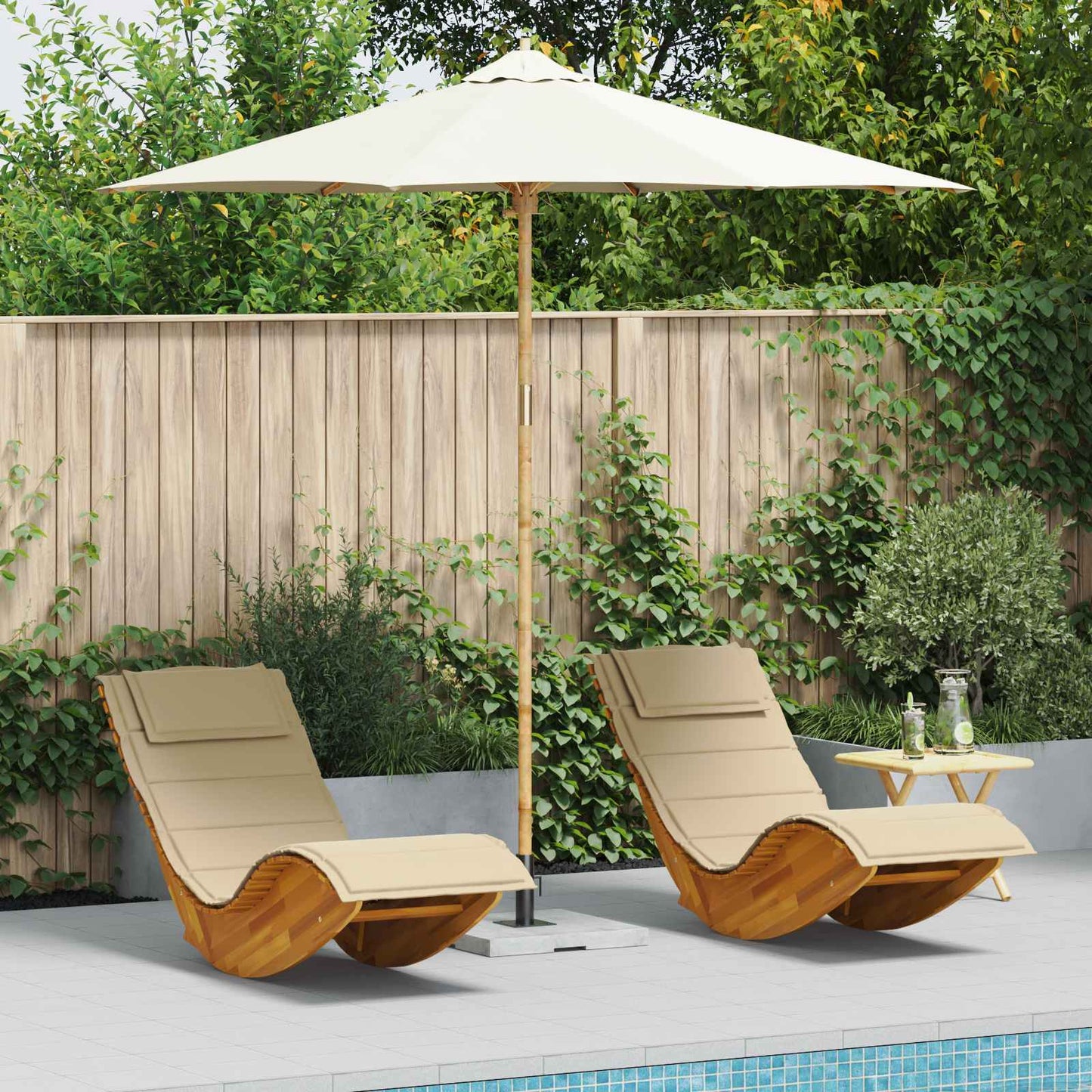 vidaXL Garden Parasol Cream White Ø 270 x 260 cm Bamboo