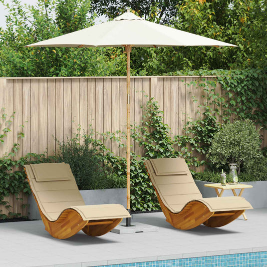 vidaXL Garden Parasol Cream White Ø 270 x 260 cm Bamboo
