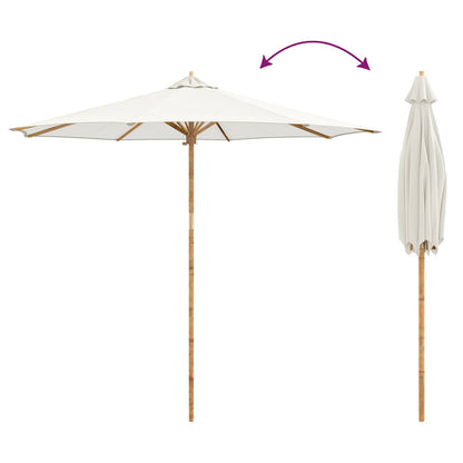 vidaXL Garden Parasol Cream White Ø 270 x 260 cm Bamboo