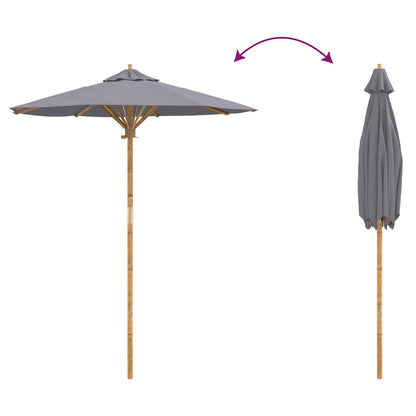 vidaXL Garden Parasol Dark Grey Ø 180 x 230 cm Bamboo