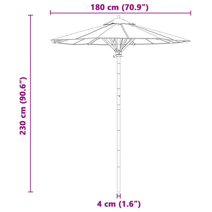 vidaXL Garden Parasol Dark Grey Ø 180 x 230 cm Bamboo