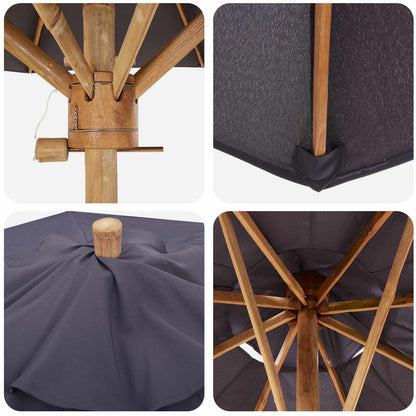 vidaXL Garden Parasol Dark Grey Ø 217 x 230 cm Bamboo