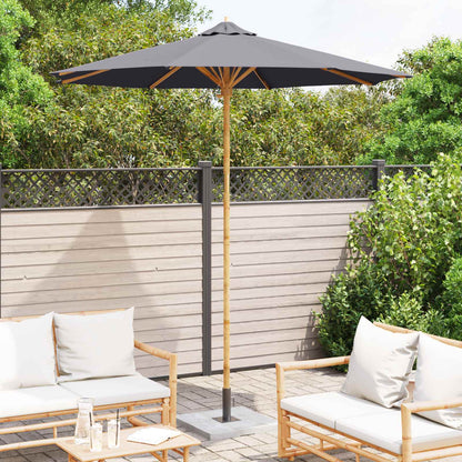 vidaXL Garden Parasol Dark Grey Ø 240 x 260 cm Bamboo