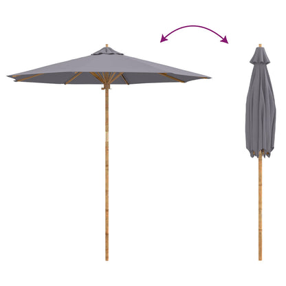 vidaXL Garden Parasol Dark Grey Ø 240 x 260 cm Bamboo