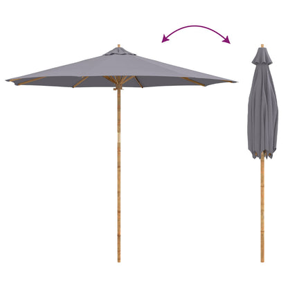 vidaXL Garden Parasol Dark Grey Ø 270 x 260 cm Bamboo