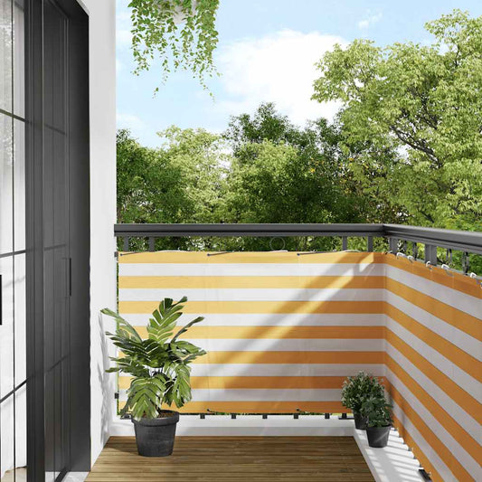 vidaXL Balcony Screen Yellow and White Stripe 90x800 cm