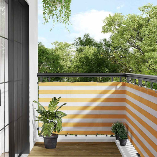 vidaXL Balcony Screen Yellow and White Stripe 90x1000 cm