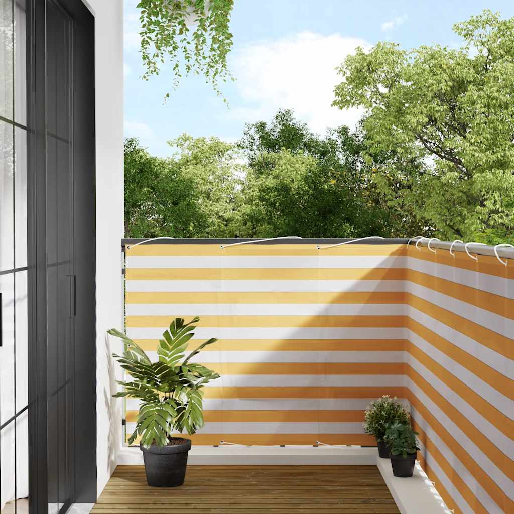 vidaXL Balcony Screen Yellow and White Stripe 120x800 cm