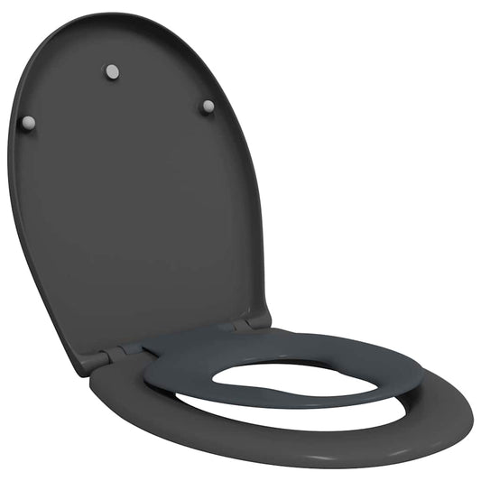 vidaXL Toilet Seat Anthracite 44.5 x 37.3 x 4.3 cm Duroplast