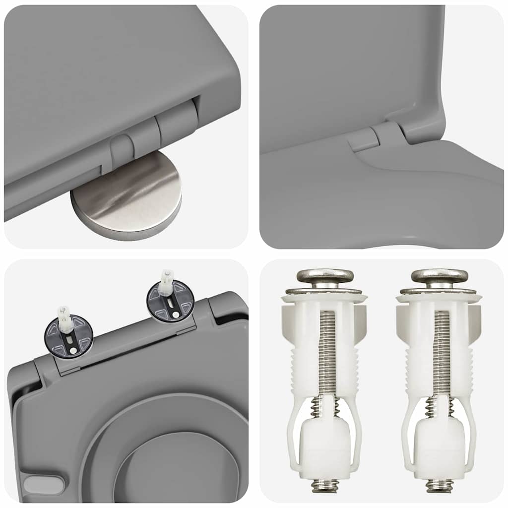 vidaXL Toilet Seat Grey 47 x 37 x 4 cm Duroplast