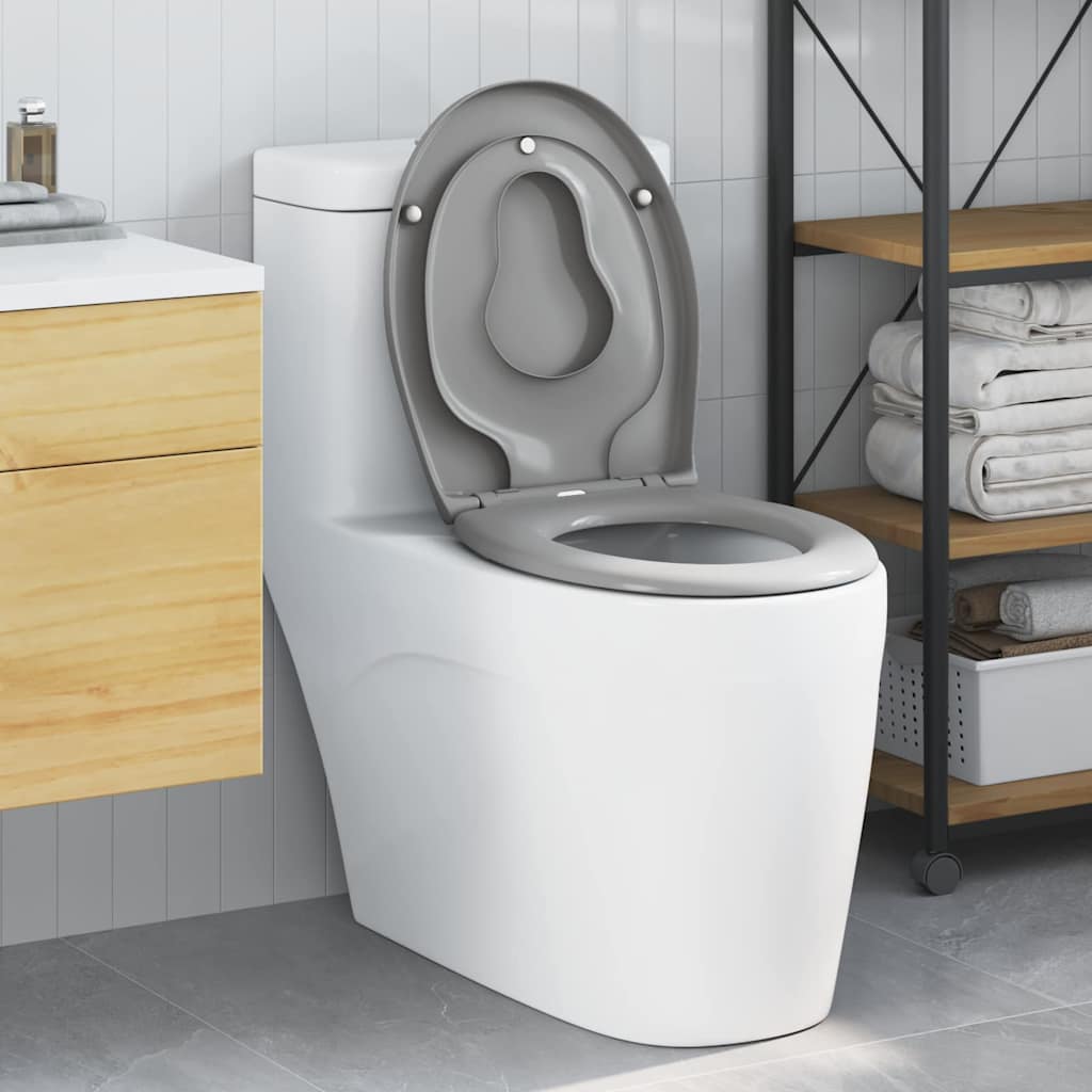 vidaXL Toilet Seat Grey 47 x 37 x 4 cm Duroplast