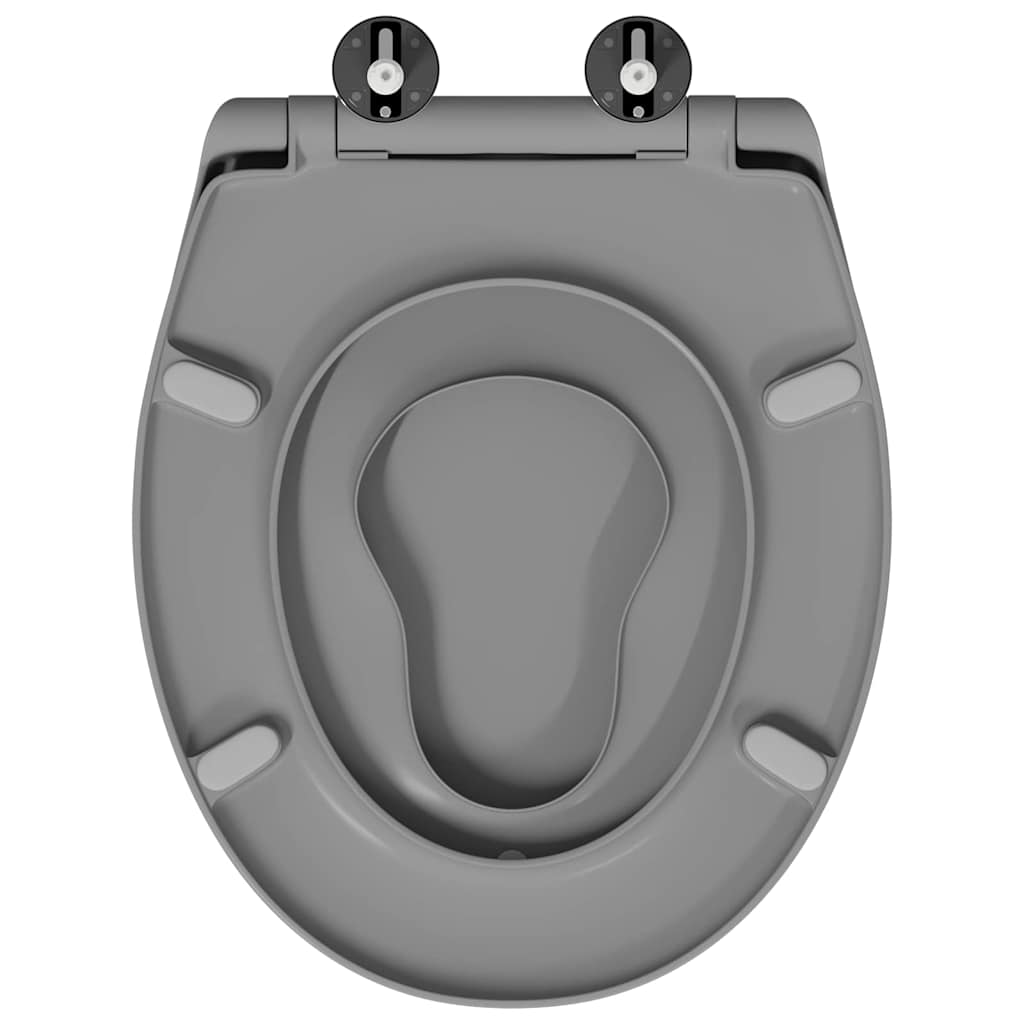 vidaXL Toilet Seat Grey 47 x 37 x 4 cm Duroplast