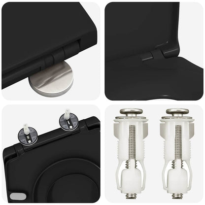 vidaXL Toilet Seat Black 47 x 37 x 4 cm Duroplast