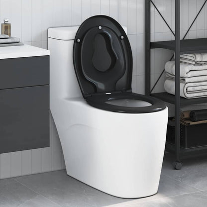 vidaXL Toilet Seat Black 47 x 37 x 4 cm Duroplast