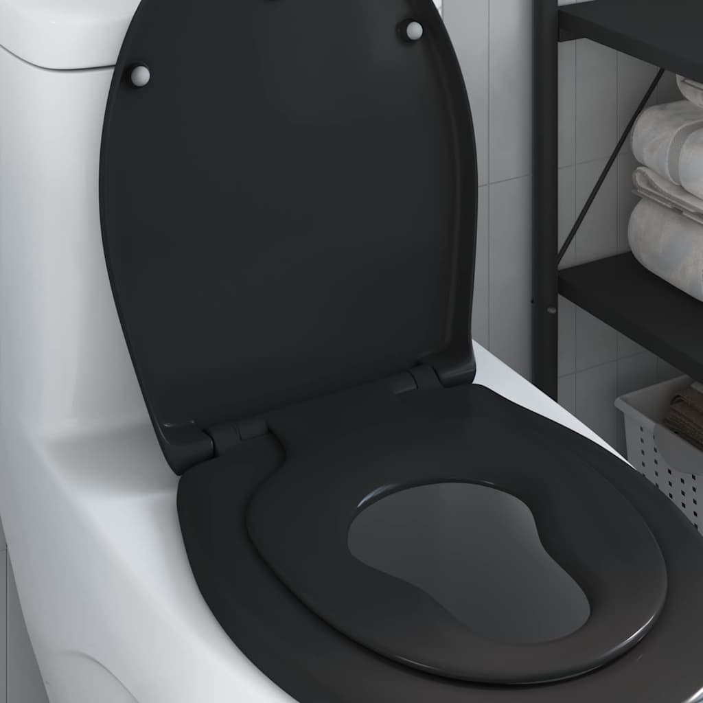 vidaXL Toilet Seat Black 47 x 37 x 4 cm Duroplast