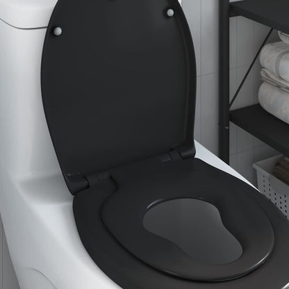 vidaXL Toilet Seat Black 47 x 37 x 4 cm Duroplast