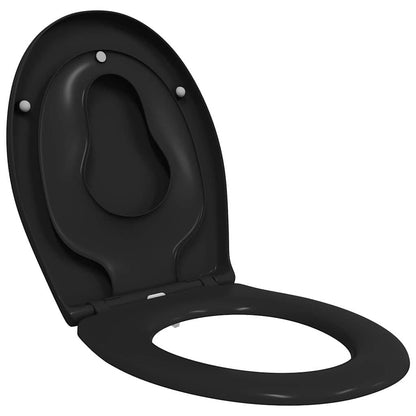 vidaXL Toilet Seat Black 47 x 37 x 4 cm Duroplast
