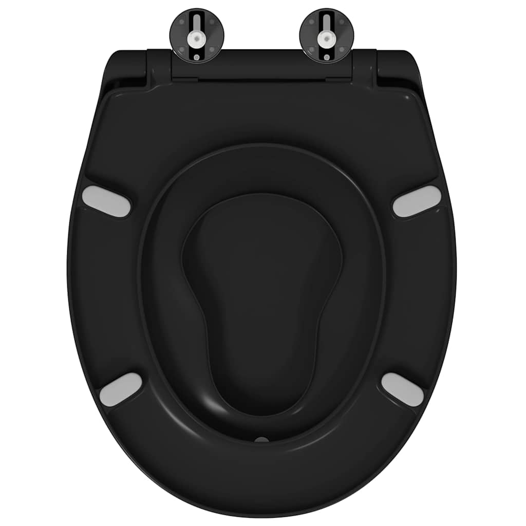 vidaXL Toilet Seat Black 47 x 37 x 4 cm Duroplast