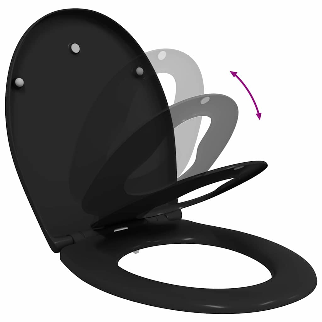 vidaXL Toilet Seat Black 47 x 37 x 4 cm Duroplast