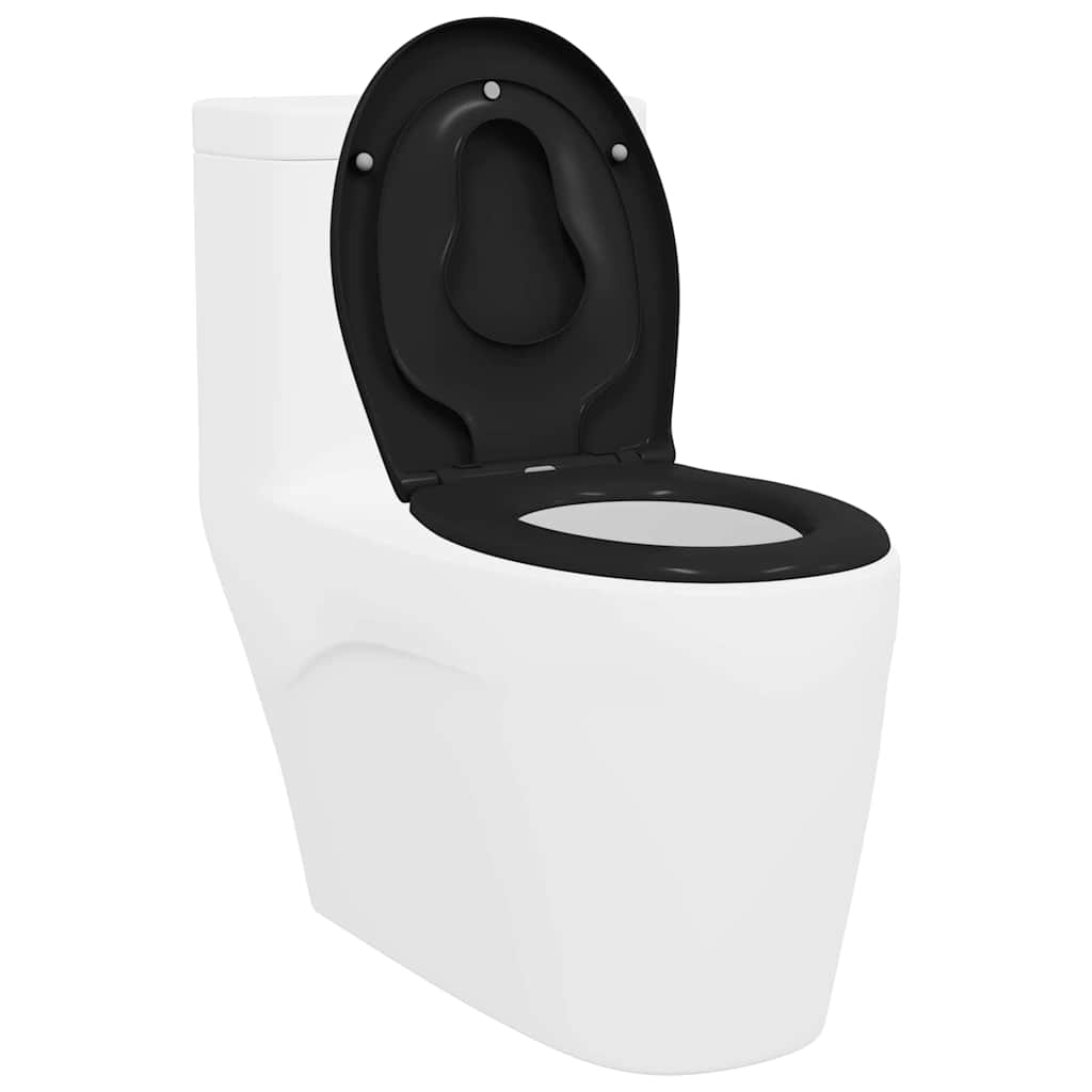 vidaXL Toilet Seat Black 47 x 37 x 4 cm Duroplast
