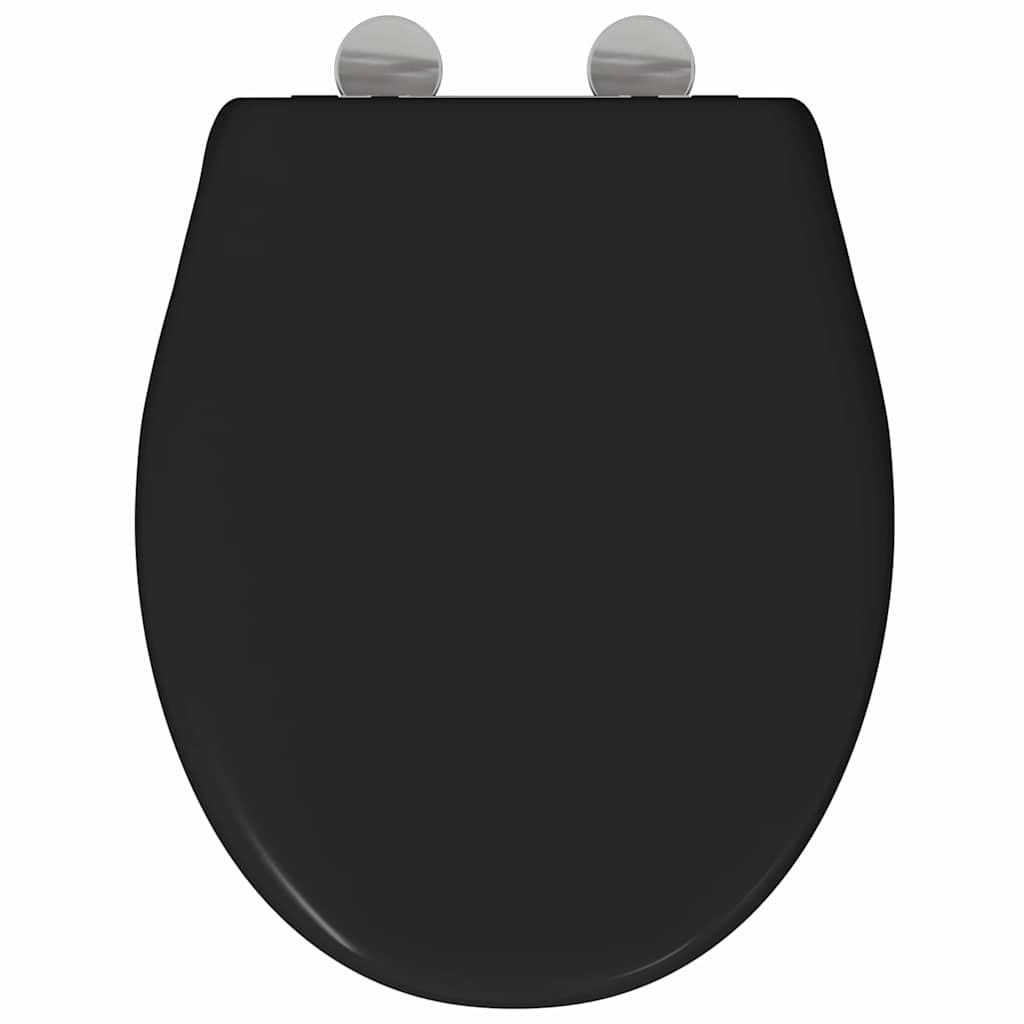 vidaXL Toilet Seat Black 47 x 37 x 4 cm Duroplast