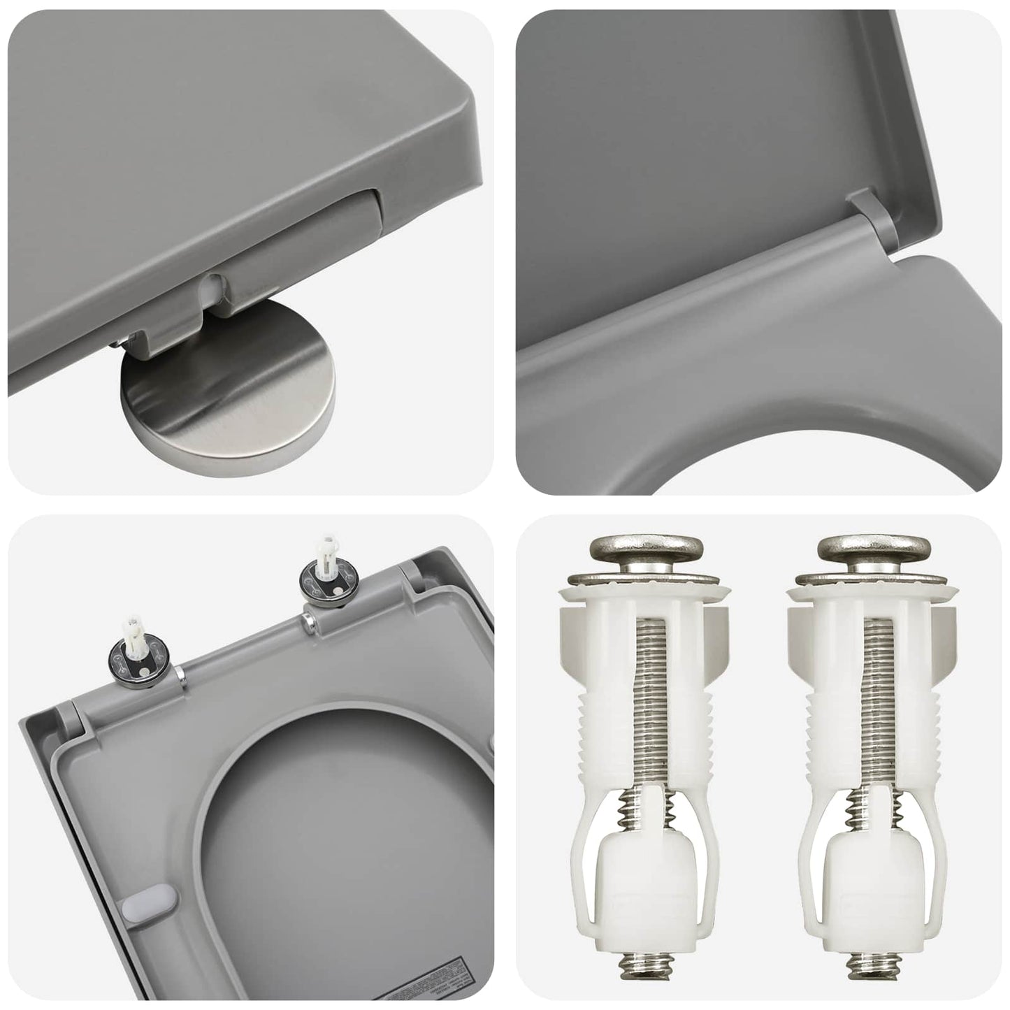 vidaXL Toilet Seat Grey 49 x 36 x 4 cm Duroplast