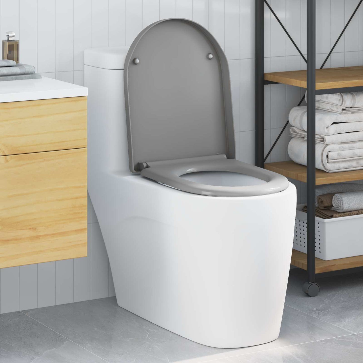 vidaXL Toilet Seat Grey 49 x 36 x 4 cm Duroplast