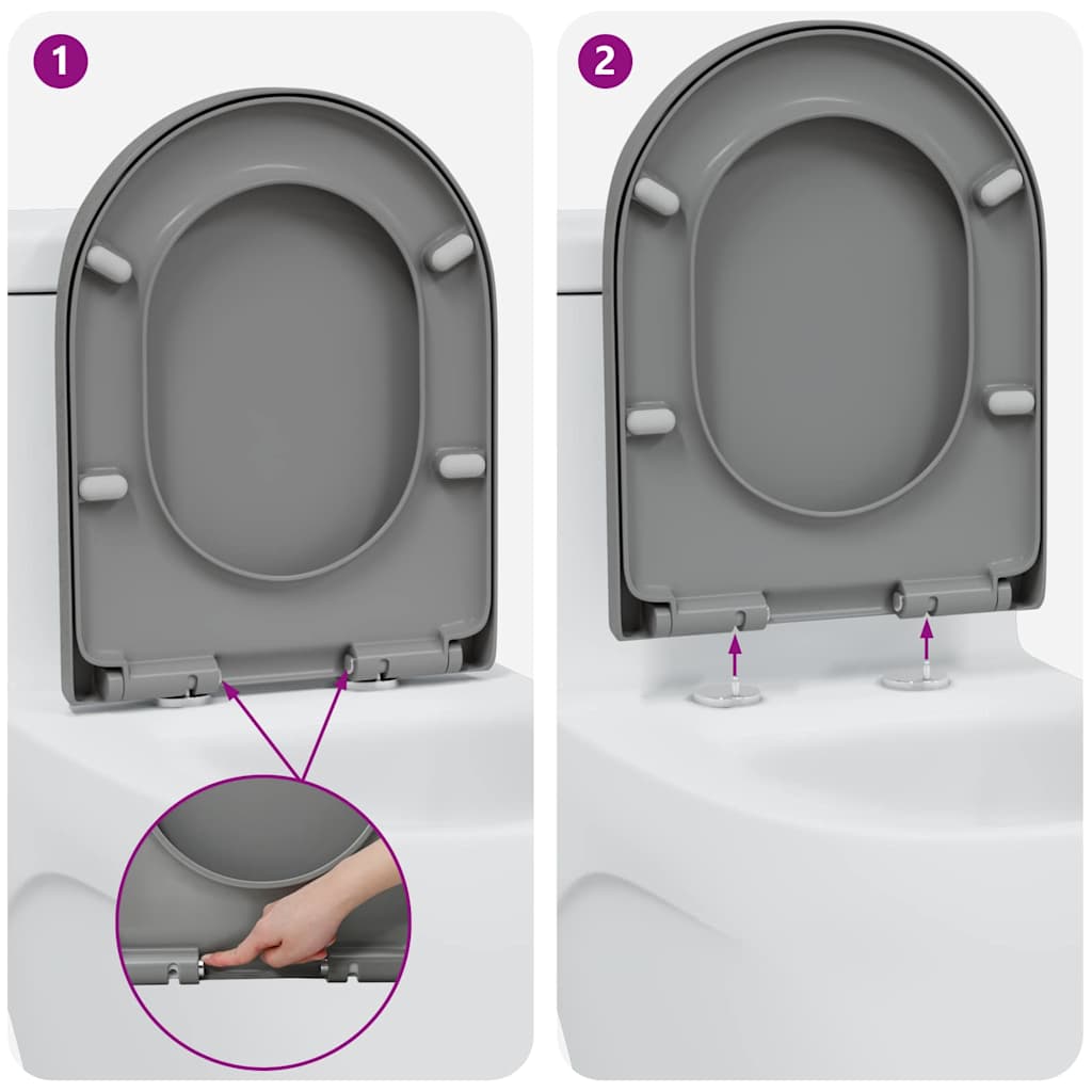 vidaXL Quick Release Toilet suitable for Seat Grey 46.2 x 36 x 4.3 cm