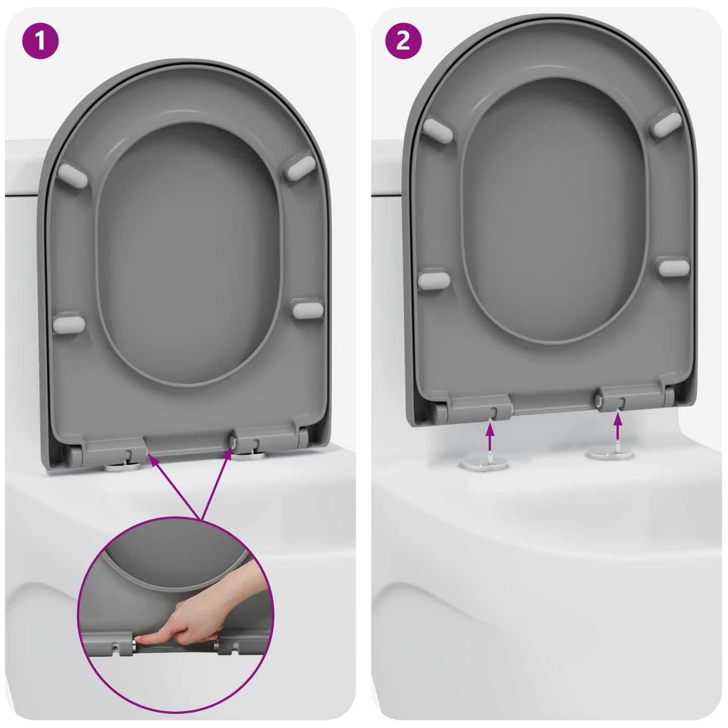 vidaXL Toilet Seat Grey 49 x 36 x 4 cm Duroplast